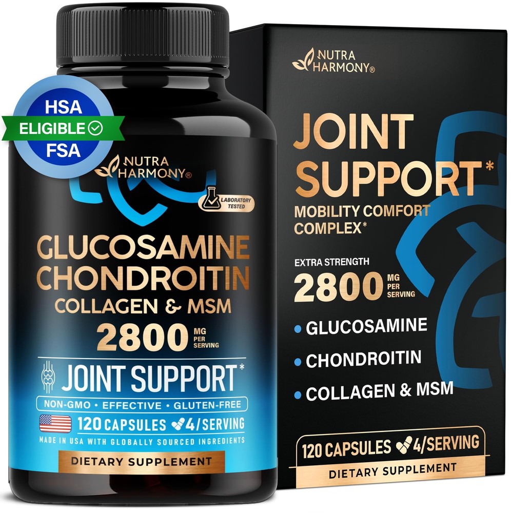 Glucosamine Chondroitin MSM Collagen | FSA HSA Eligible | Joint Support Suppl...