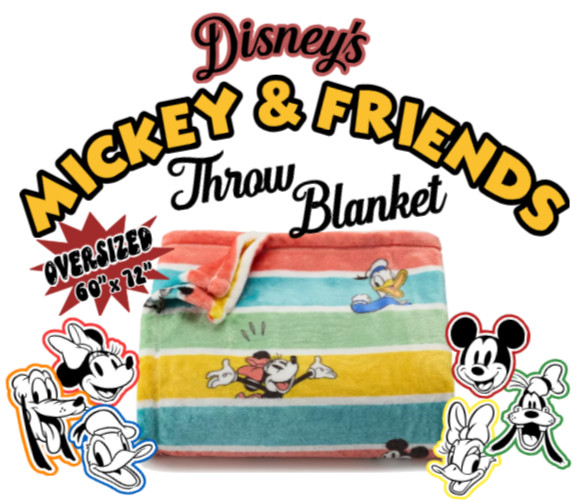 NEW Disney Mickey Mouse & Friends Oversized Throw BLANKET Disneyland Minnie