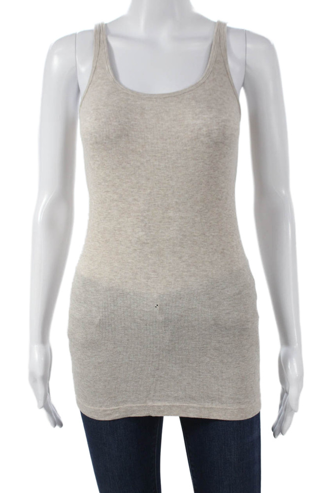Vince Women Basic Beige Pima Cotton Viscose Scoop Neck Sleeveless Tank Size MFree Shipping in US $100+ Orders | $6.95 Orders Below