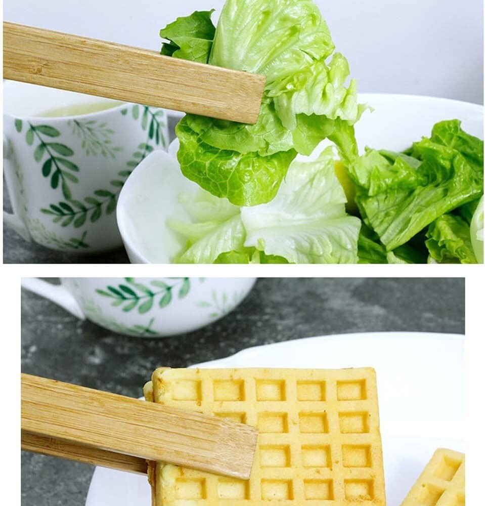 Set Of 2 Reusable Bamboo Toast Tongs - Wooden Toaster Tongs For Cooking Kitchen