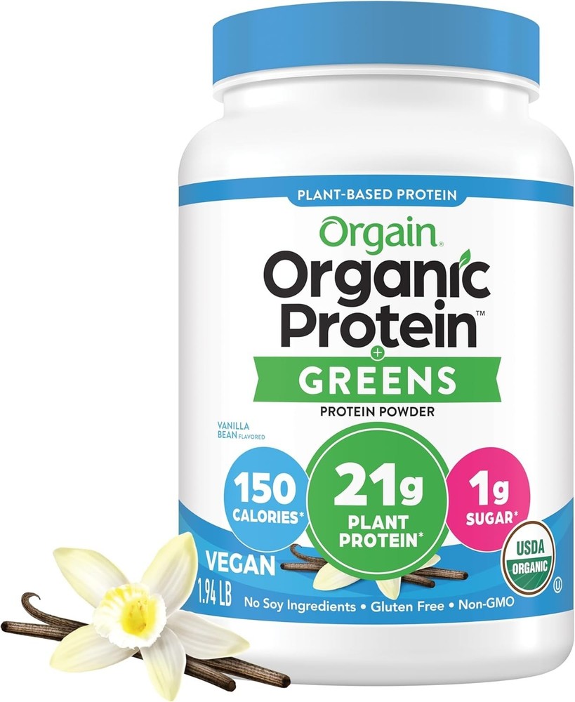 Orgain Organic Vegan Protein Powder + Greens, Vanilla Bean - 21g Plant Based Pro
