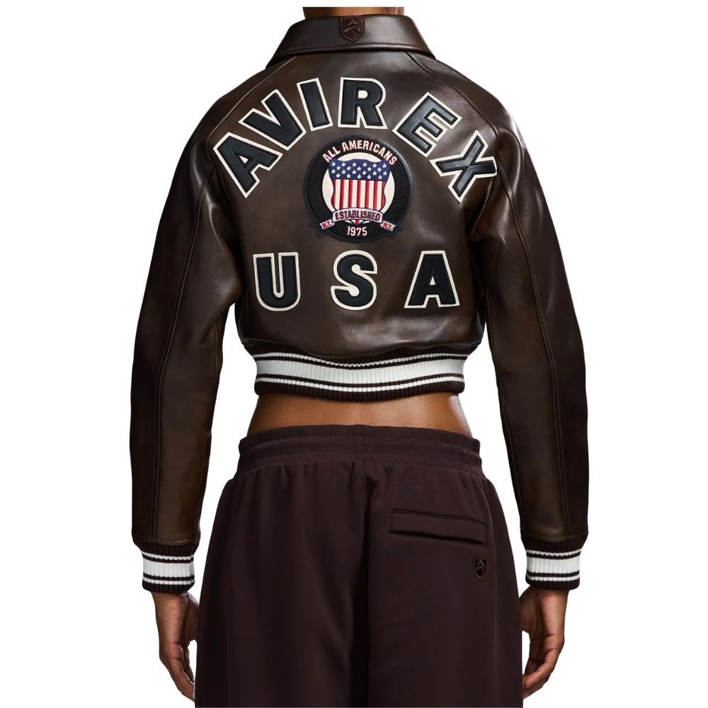 Avirex Leather Jacket women Real Cowhide Bomber Classic American Flight Style