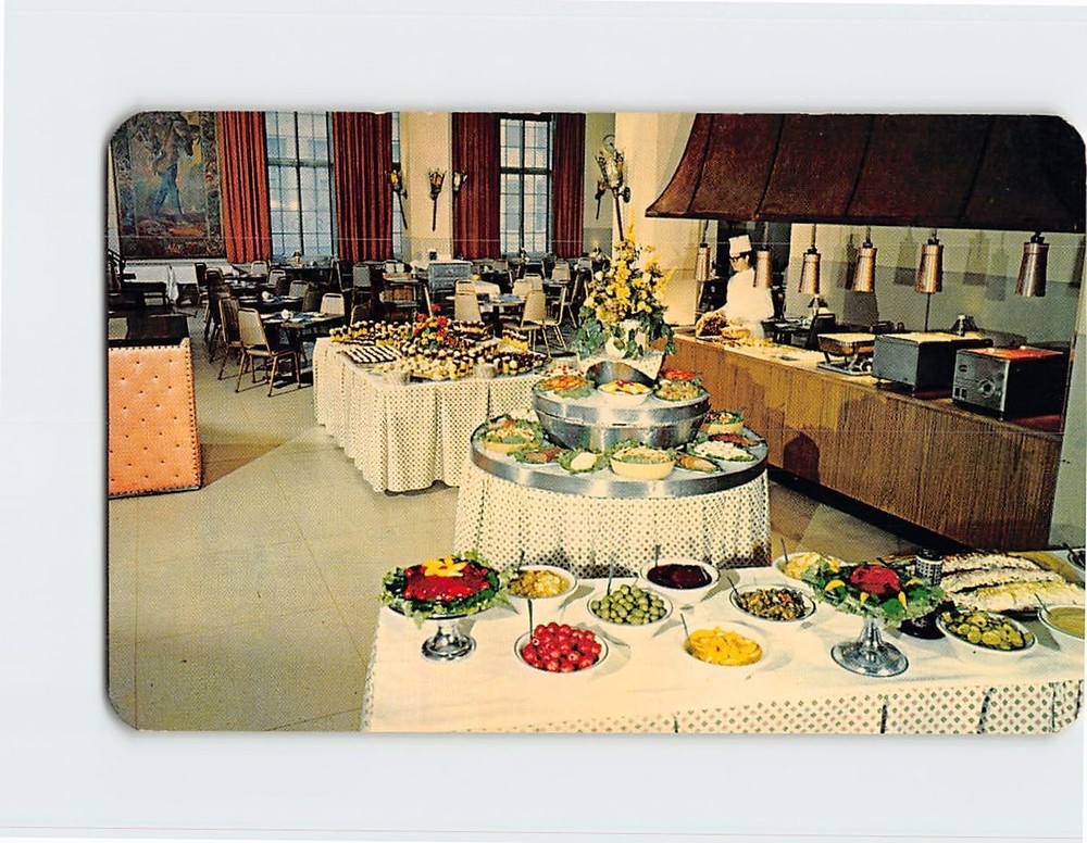 Postcard Interior Smorgasbord Americus Hotel Allentown Pennsylvania USA