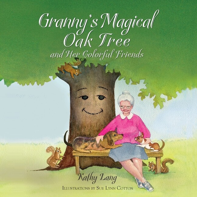 Granny's Enchanted Oak Tree with Playful Colorful Friends