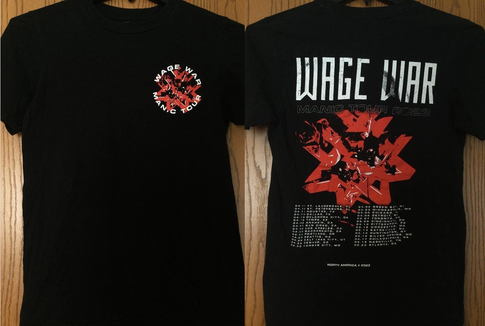 2 Sides Wage War Manic Tour North America 2023 Shirt Unisex S-5XL Black