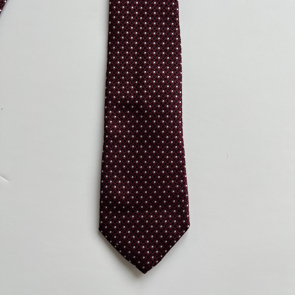 Moschino Tie 100% Silk Red w/ white & Blue Dots 3x59  Made in Italy