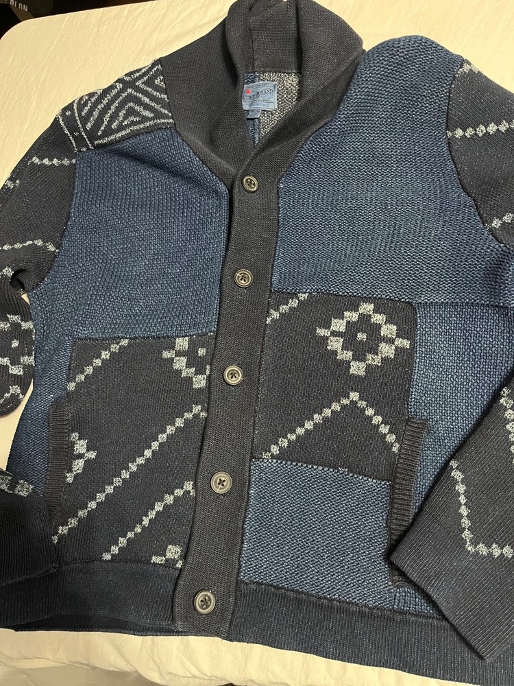 Lucky Brand Men's Patchwork Shawl Cardigan Blue Size XL