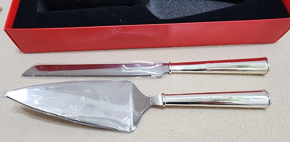 Kate Spade Lenox Darling Point Mr & Mrs 2 Pc Silverplate Dessert Wedding Box Set