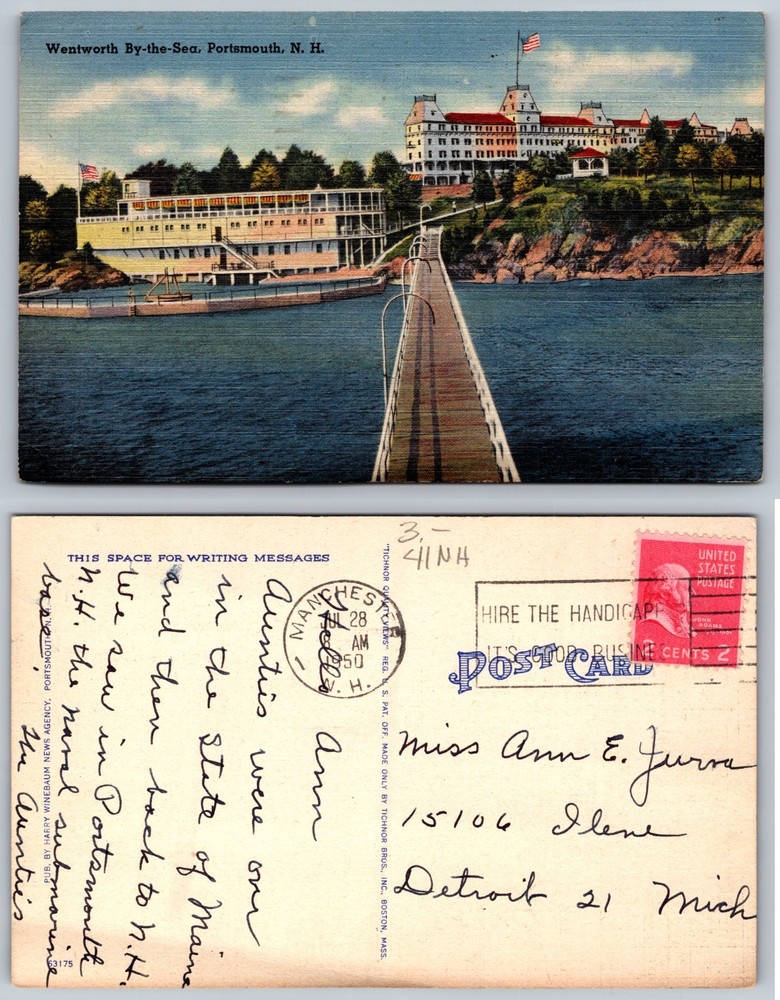 Wentworth By The Sea Portsmouth NH Hotel Postcard