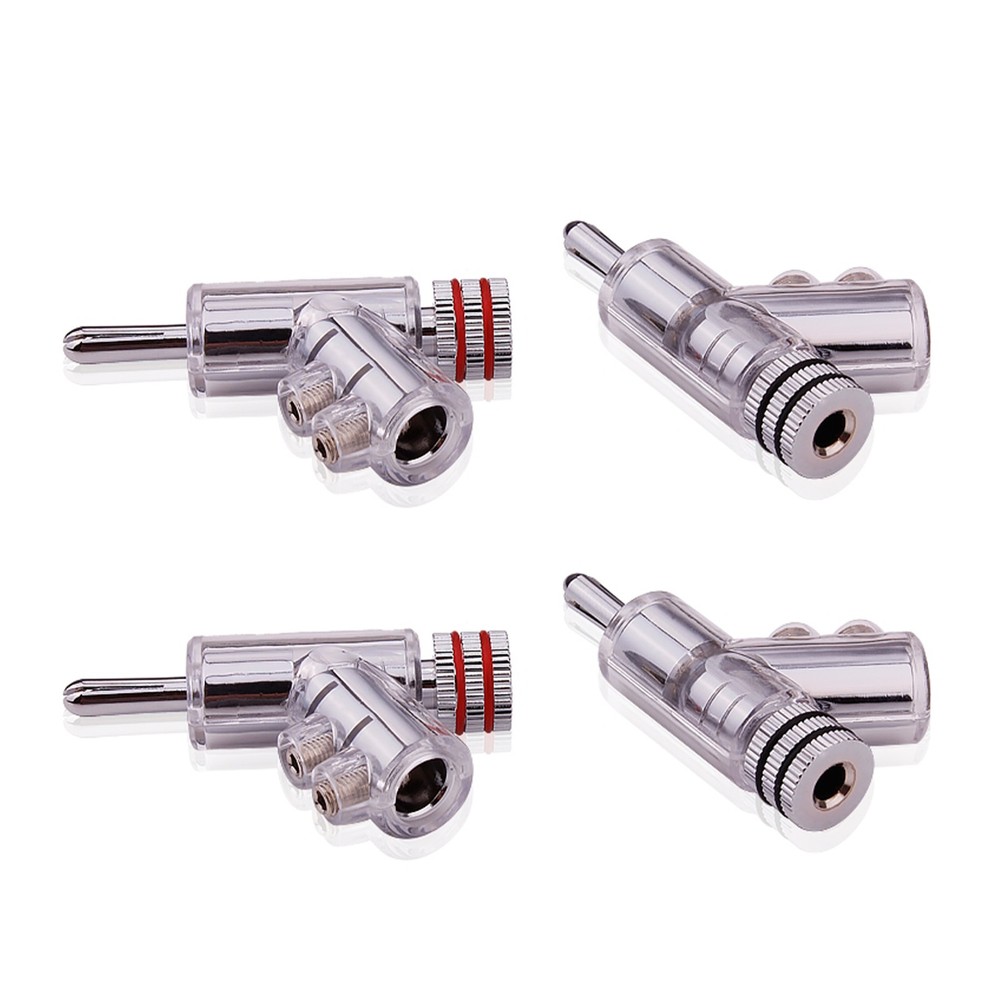 4Pcs Hi-End Rhodium Gold Plated Lock Speaker Cable Banana Plug Connector Adapter