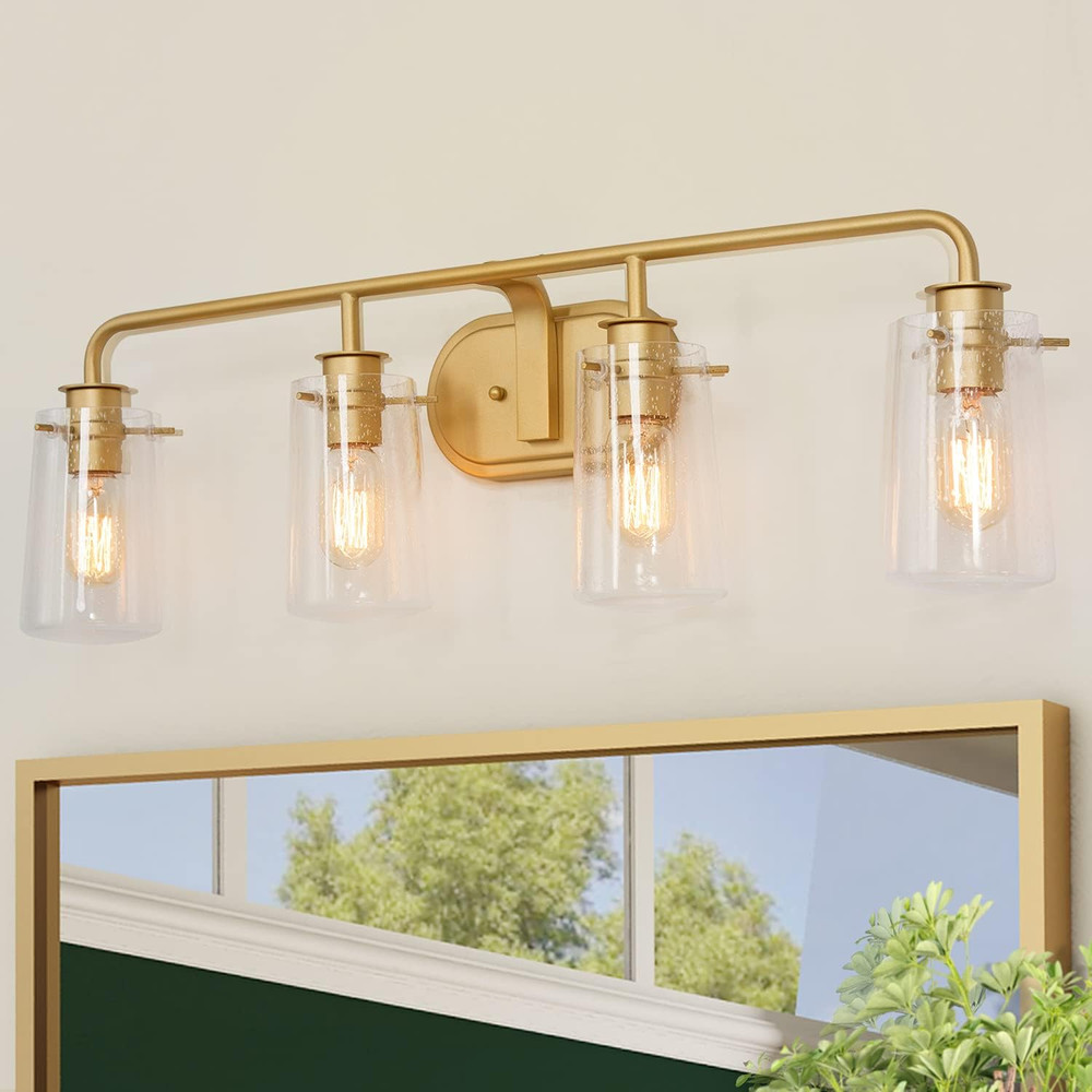 Bathroom Light Fixtures, 4 Lights Bathroom Vanity Light, Gold Bathroom Light Fix