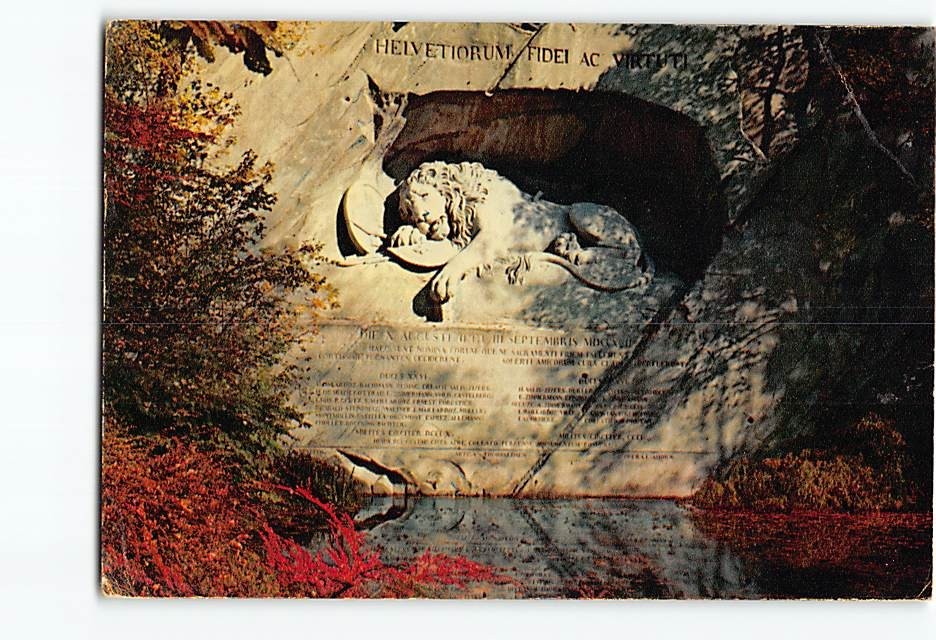 Postcard Lion's Monument Lucerne Switzerland