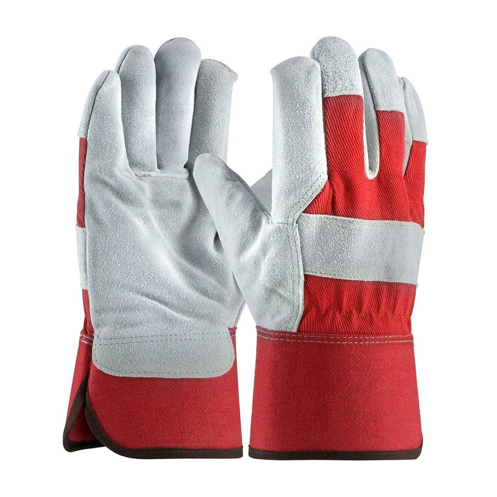 New Heavy Duty Leather Palm Work Multipurpose Gloves Safety Cuff, 12 Pairs, L