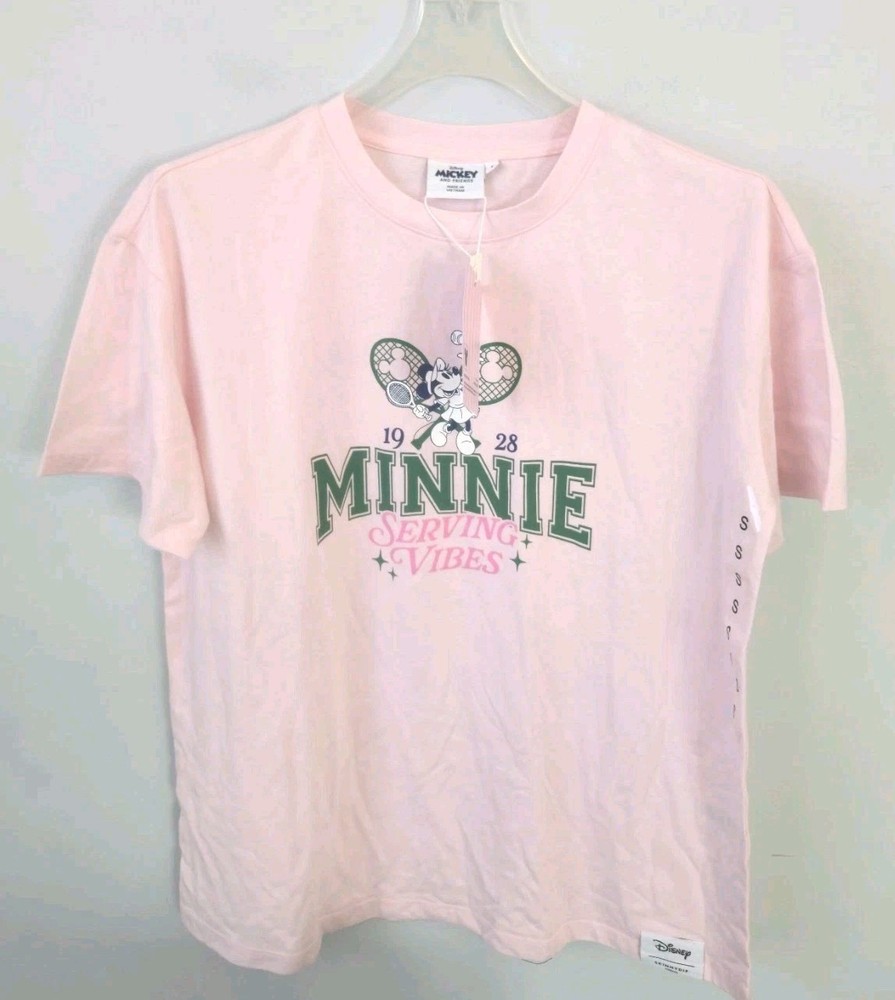 Disney Minnie Mouse Serving Vibes T Shirt Womens Small Pink Mickey Friends...