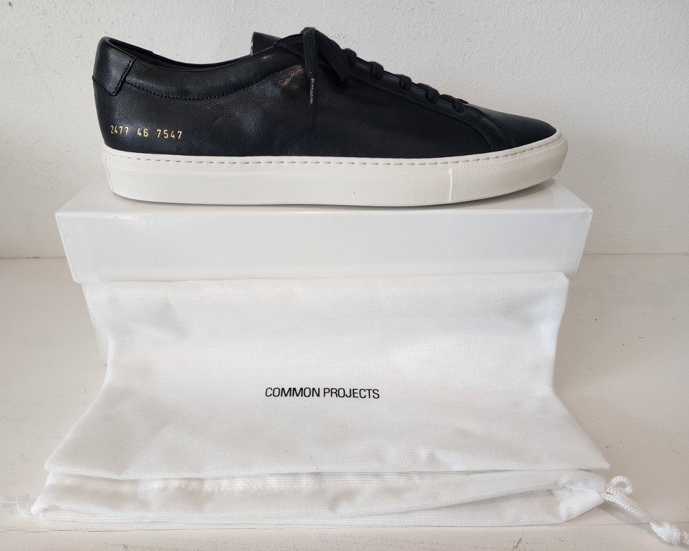 Size 46 - Common Projects Achilles Low Leather Sneakers Black White - Size 13M-image