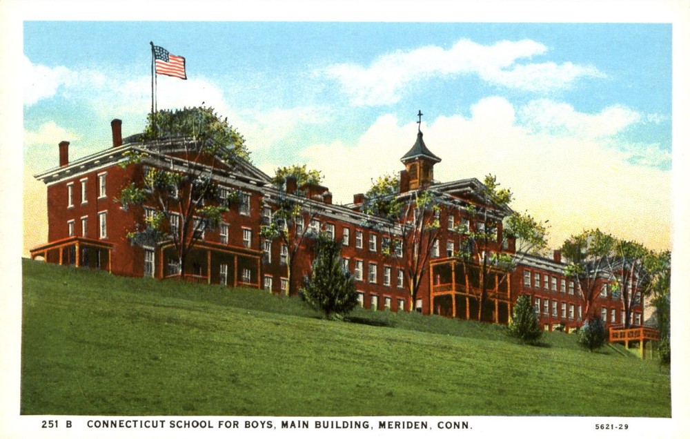 Connecticut School for Boys ~ Meriden CT main building ~ 1920s vintage postcard