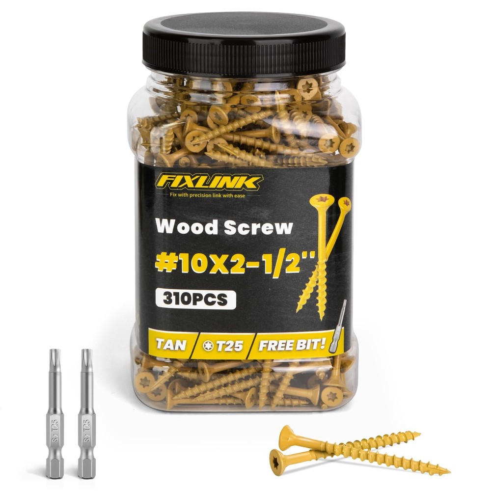 2-1/2 Inch #10 Wood Screws 310 PCS Epoxy Coated Rust Resistant