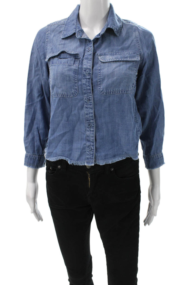 Bella Dahl Childrens Girls Chambray Button Down Shirt Blue Size 14Free Shipping in US $100+ Orders | $6.95 Orders Below