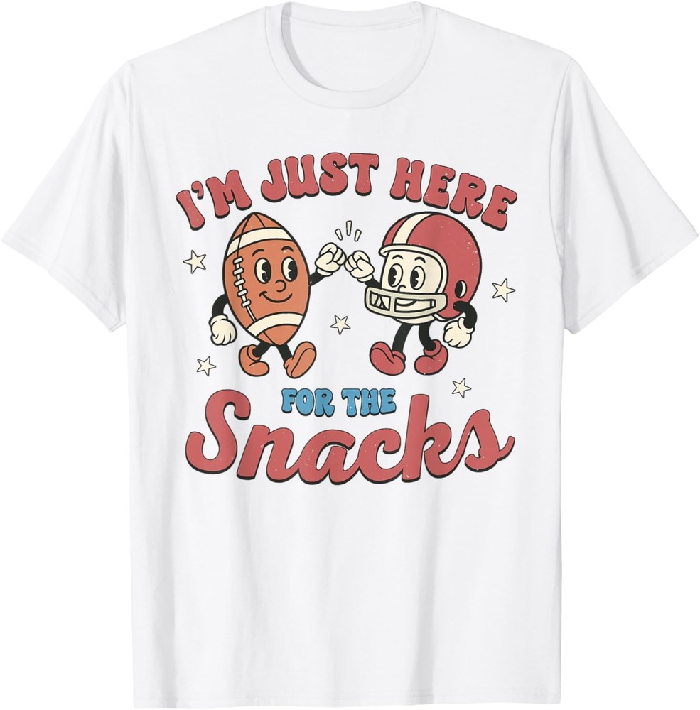 Retro I'm Just Here for The Snacks Cute Football Women Kids T-Shirt