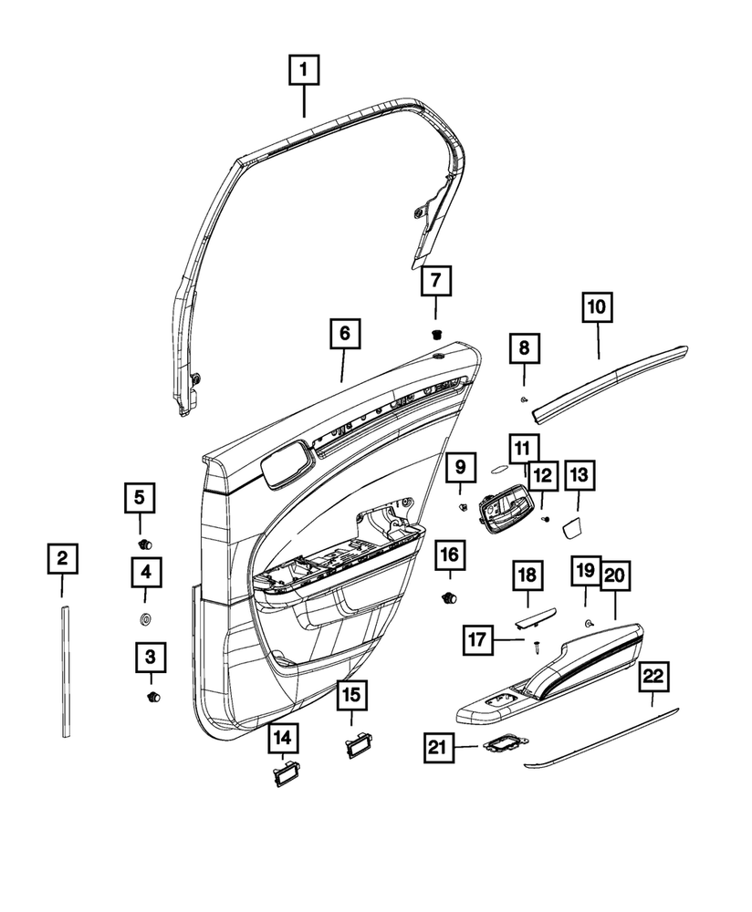 Genuine Mopar Rear Door Trim Panel Assembly Left 5pf832x9ai
