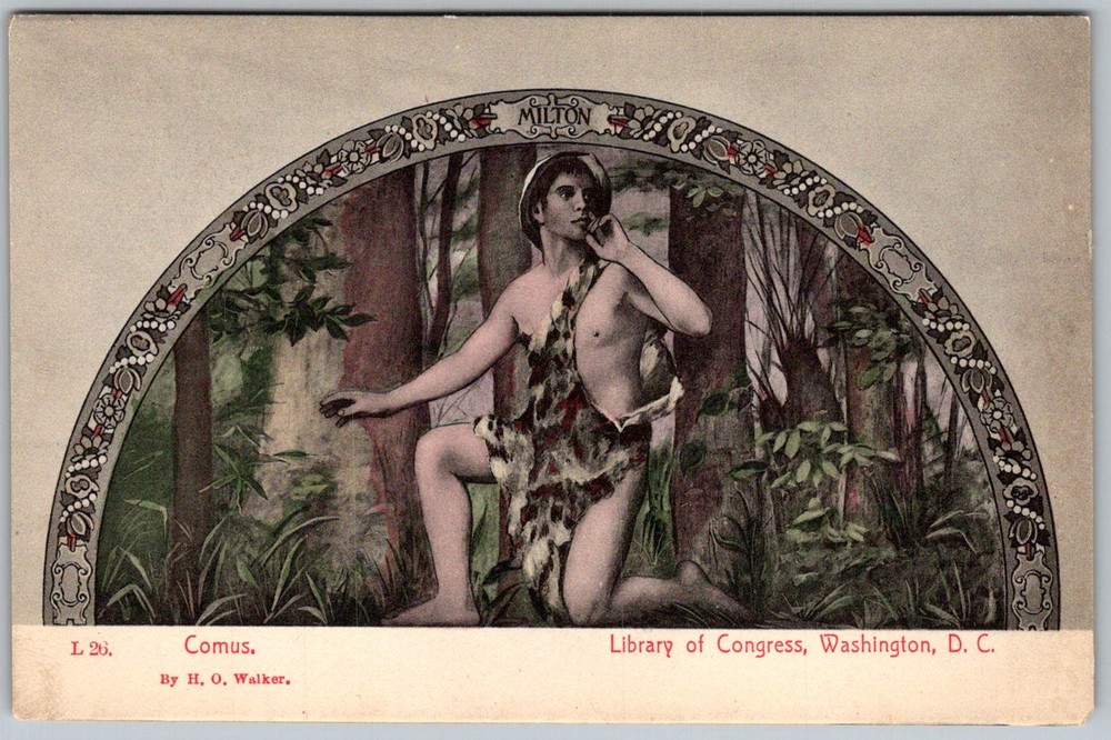 Antique Postcard Comus Milton Illustration Washington, D.C 1910s