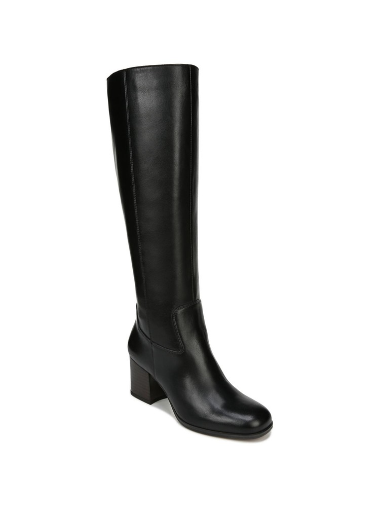 FRANCO SARTO Womens Black Goring Anberlin Round Toe Block Heel Leather Boots 5 M