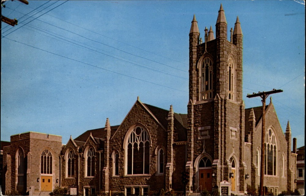 First Methodist Church ~ Ocean City NJ New Jersey ~ mailed 1968 postcard
