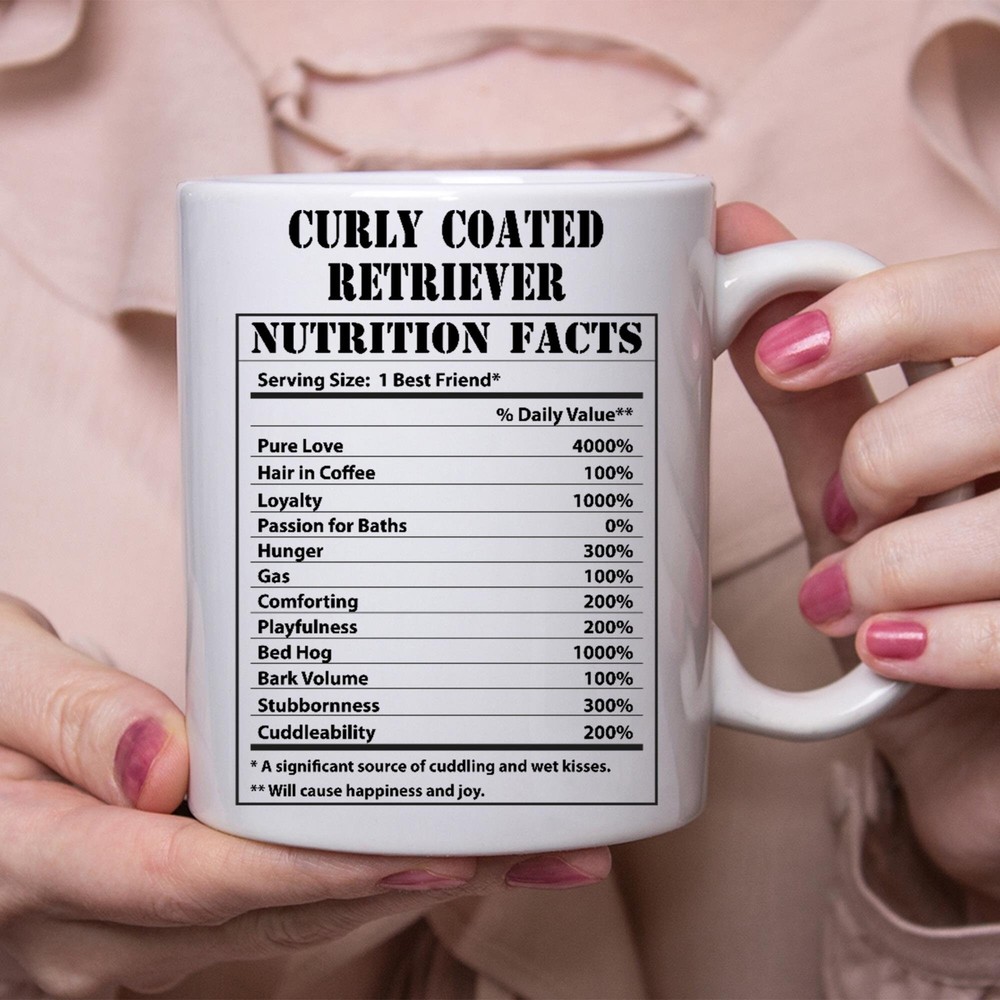Funny Curly Coated Retriever Gifts Nutritional Facts White Coffee Mug