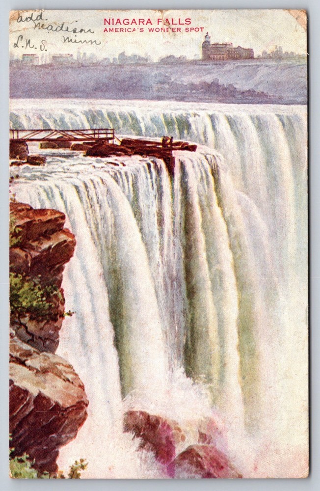 Postcard Niagara Falls America's Wonder Spot Antique View USA Posted 1909