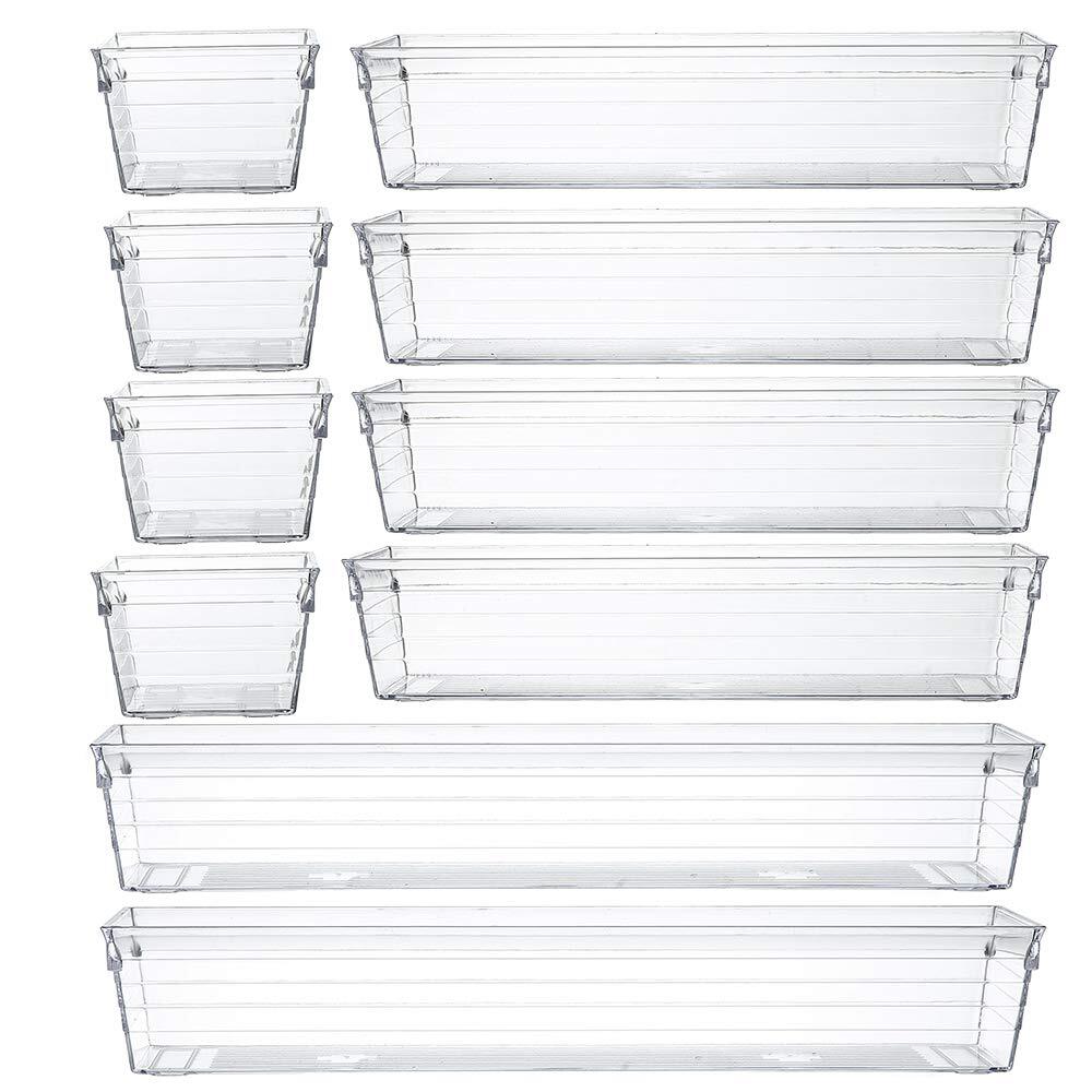 Clear Plastic Drawer Organizer Tray for Vanity Cabinet Set of 10Storage Tray ...