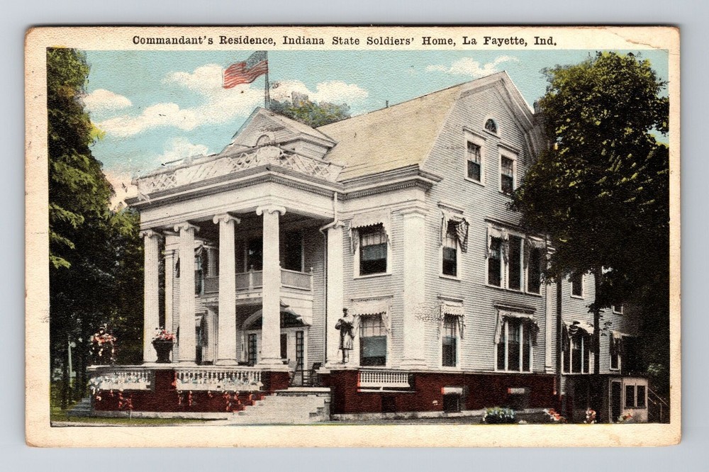 La Fayette IN-Indiana Commandant's Residence Soldiers' Home Vintage Postcard