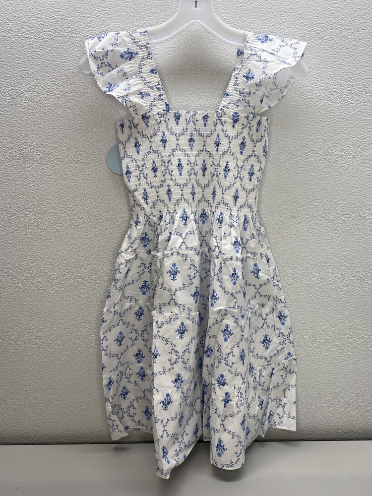 Hill House Home Girls Dress White/Blue Size 12 The Tiny Ellie Nap Botanical