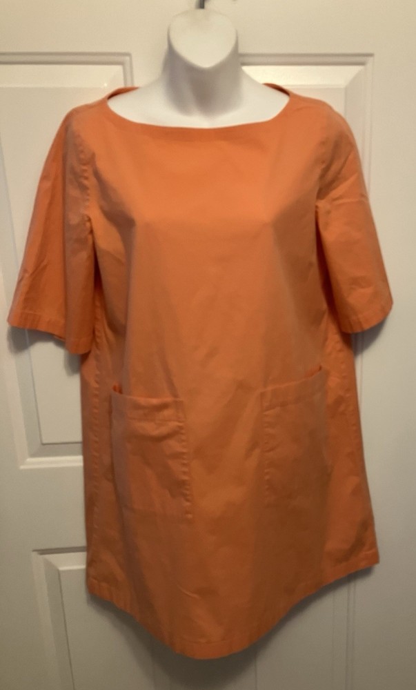 Eileen Fisher Women’s Orange Organic Cotton Dress Size S Small Lagenlook