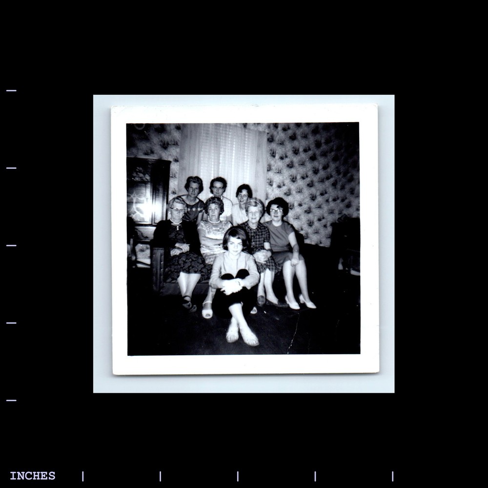 Old Square Photo WOMEN SITTING IN LIVING ROOM