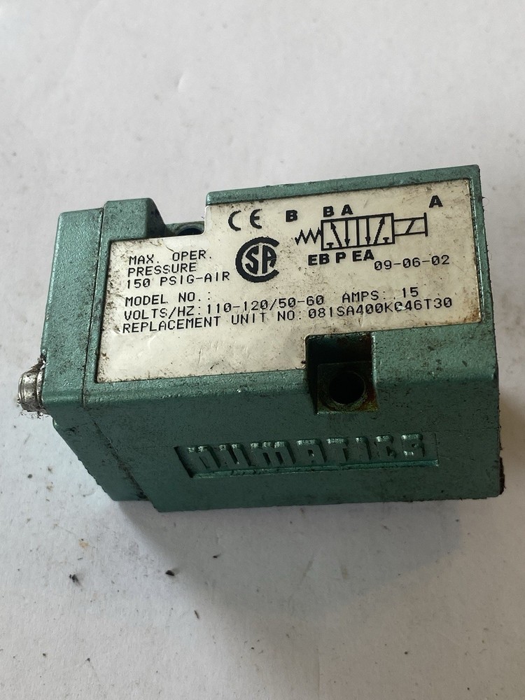 Numatics 081SA400K046T30 Solenoid Valve 100-115v 110-120v No Solenoid