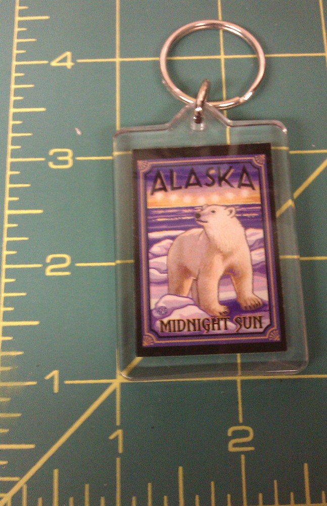 Alaska Acrylic Keychain Polar Bear and Midnight Sun - beautiful, colorful