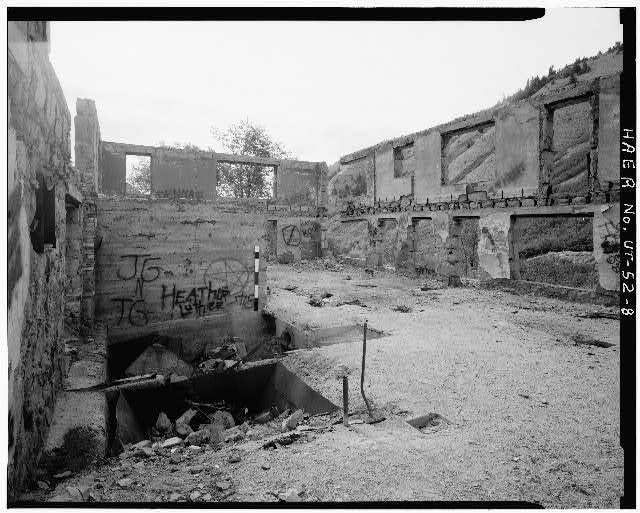 8. Interior View Office, Showing Metal Bin, Boiler Room Vault, Looking East -
