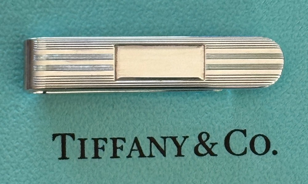 Tiffany & Co.  Engine Turned Tie Bar Clip    Sterling Silver 925