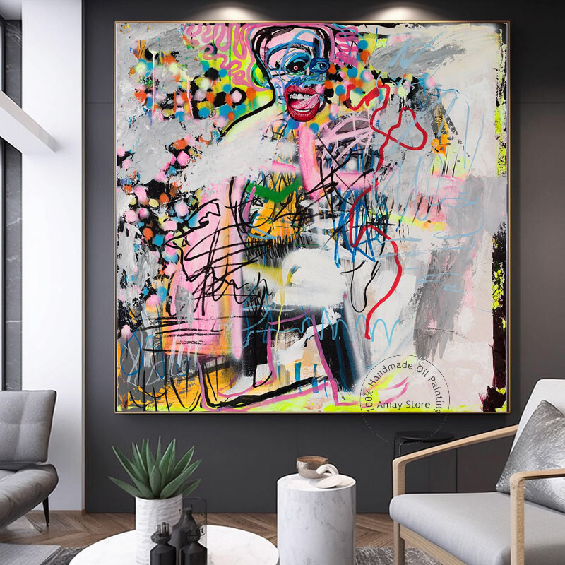 Hand Painted Abstract  Street Artisc Oil Painting On Canvas Wall Art For Decor