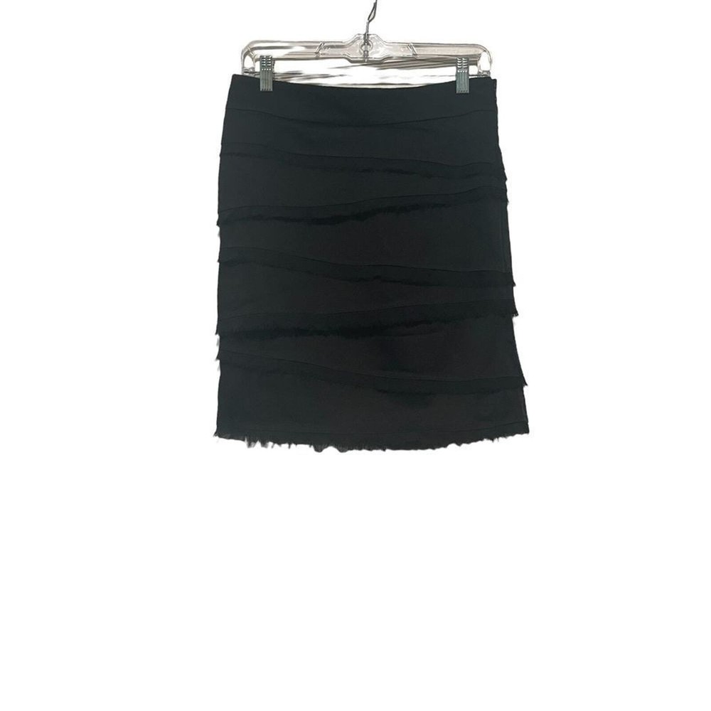 White House Black Market Black Tiered Raw Edge Pencil Skirt Size 4