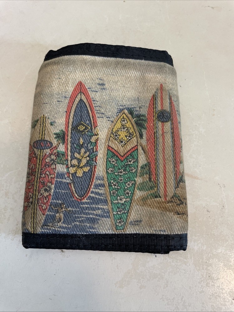 Vintage Surf Wallet Canvas Trifold Hook & Loop Surfboards
