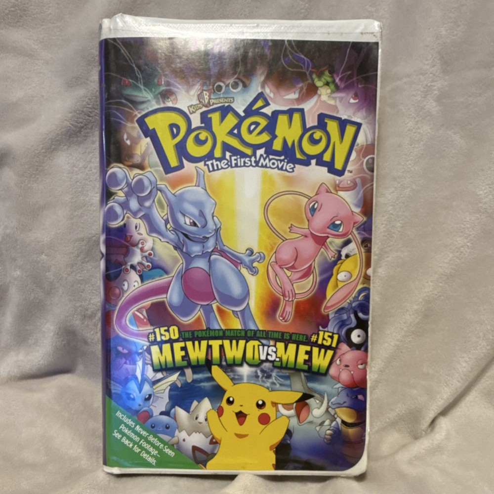 Warner Home Video Pokemon: The First Movie VHS Pikachu NTSC Clamshell 1999