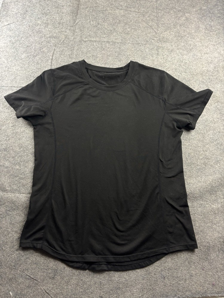 Zyia Active Women's XL Round Neck Short Sleeve Curve Hem Black Go To T Shirt Top