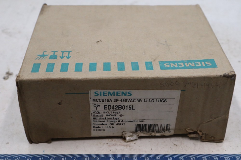 Siemens Circuit Breaker Ed42B015, 15 Amps, 2 Poles, 480-250 Volts Max Dx