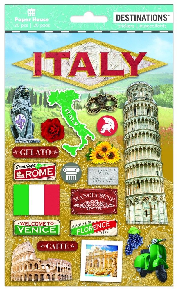 Italy Travel Stickers 2D Set of 3 Pack