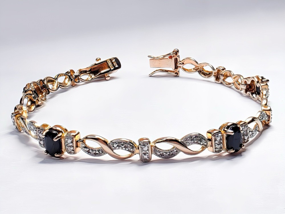 Vintage Ross Simons Bracelet 18k Gold Over 925 Silver & 4 Oval Blue  Sapphires