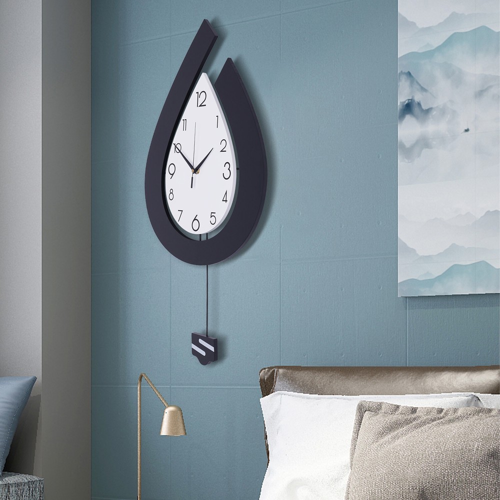 Water Drop Design Wall Clock Pendulum Quartz Movement Wall Mounted Home Decor