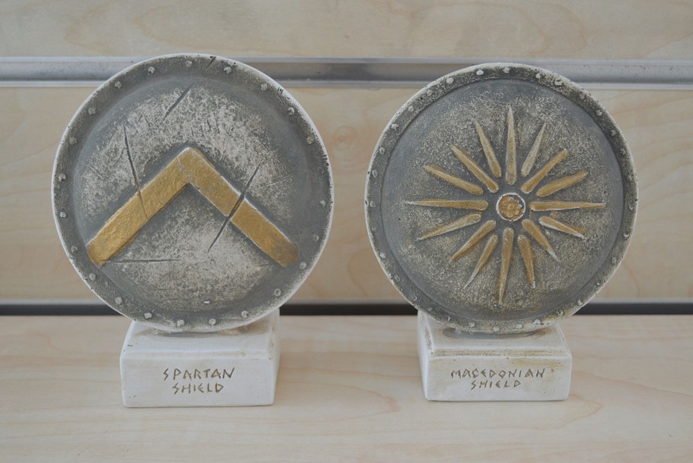 Spartan Macedonian shield sculpture set artifacts