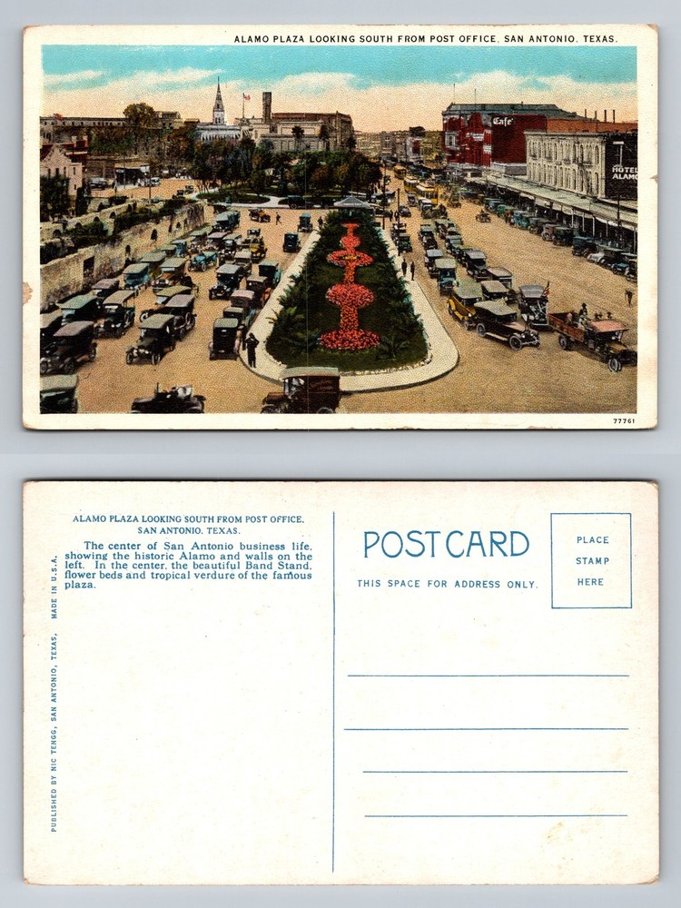 San Antonio, TX-Texas, Alamo Plaza View South from Post Office Vintage Postcard