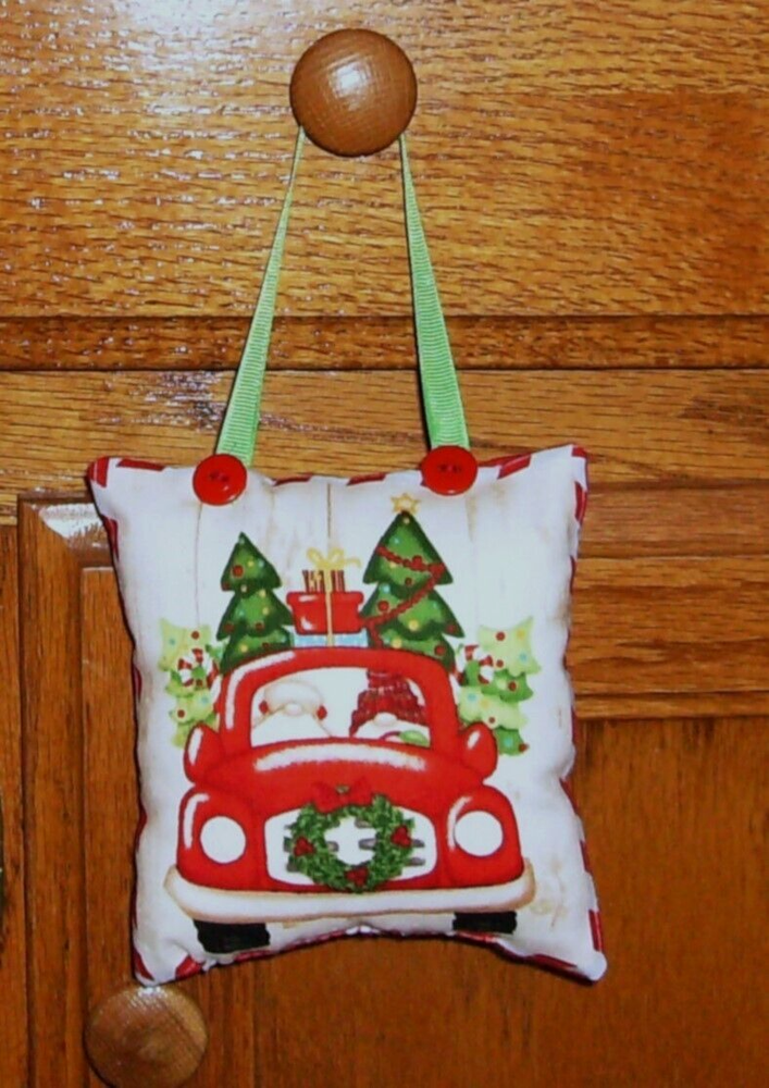 Christmas Pillow Knob Hanger--Santa/Gnome/Red Truck--handmade decor